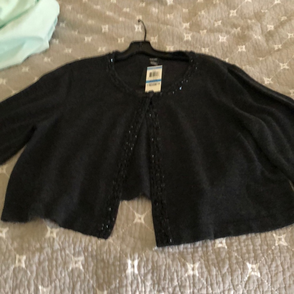 Cardigan with bejeweled neckline